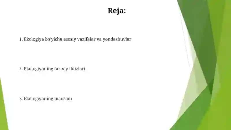 Ekologiya kursi maqsadi vazifasi va tarixi 2