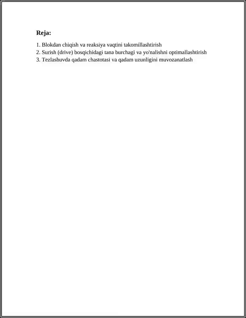 QISQA MASOFAGA YUGURISH TEXNIKASINI TAKOMILLASHTIRISH 2