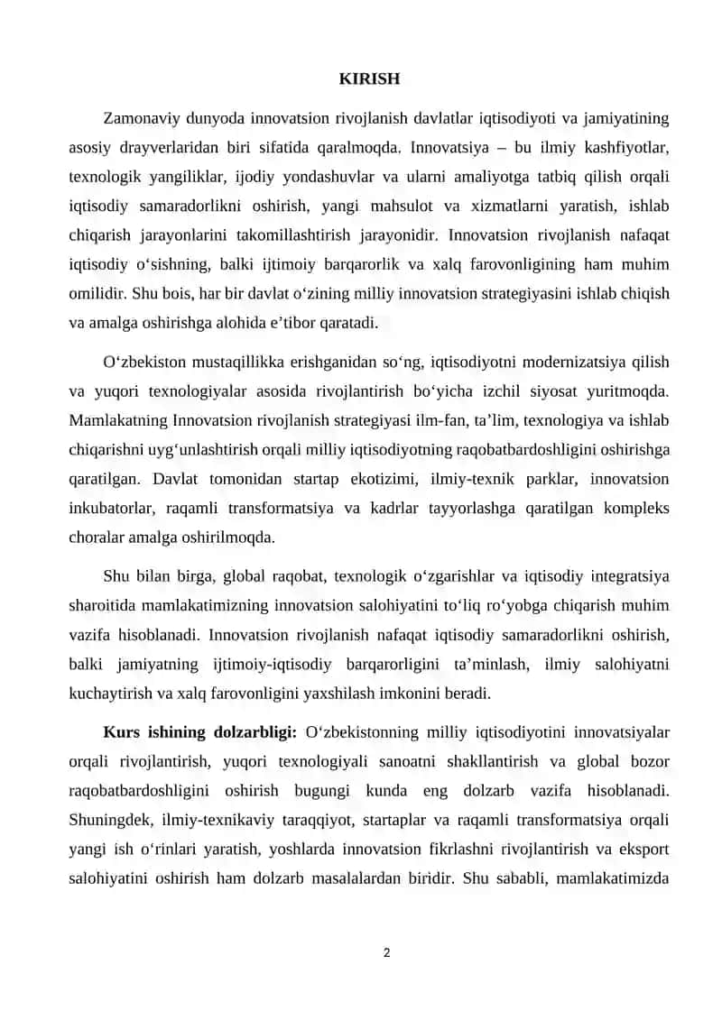 Innovatsion rivojlanish strategiyasi 2