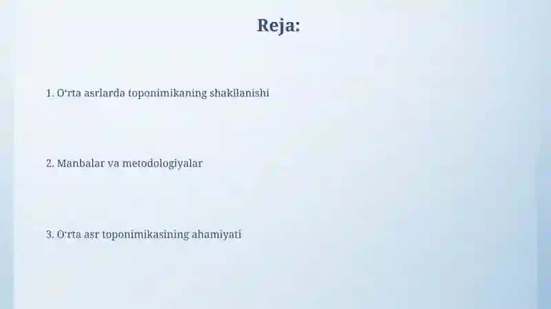 Oʻrta asrlarda toponimikaning rivojlanishi 2
