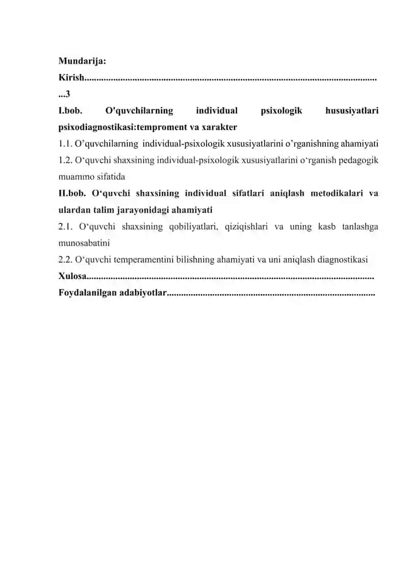O'quvcho'quvchilarning individual psixologik xususiyatlari psixodiagnostikasi tem va xarakter. 2