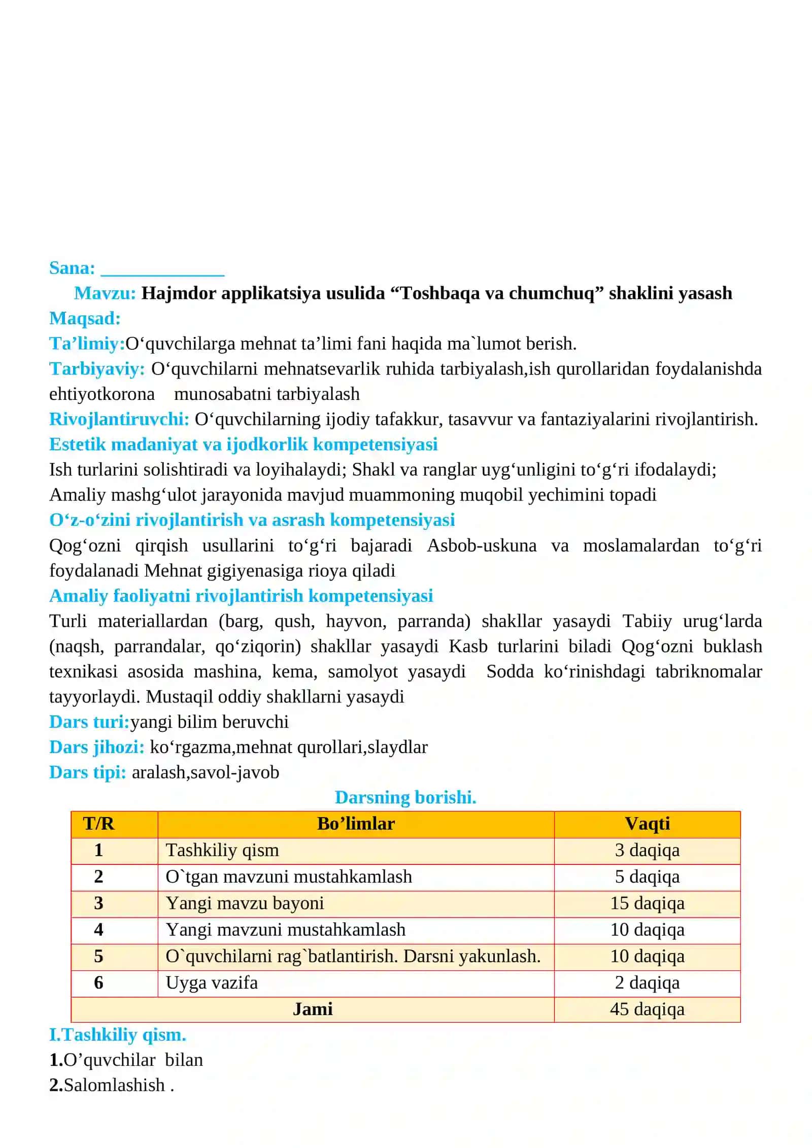 2-sinf Texnologiya Hajmdor applikatsiya usulida Toshbaqa va chumchuq yasash dars ishlanma 2