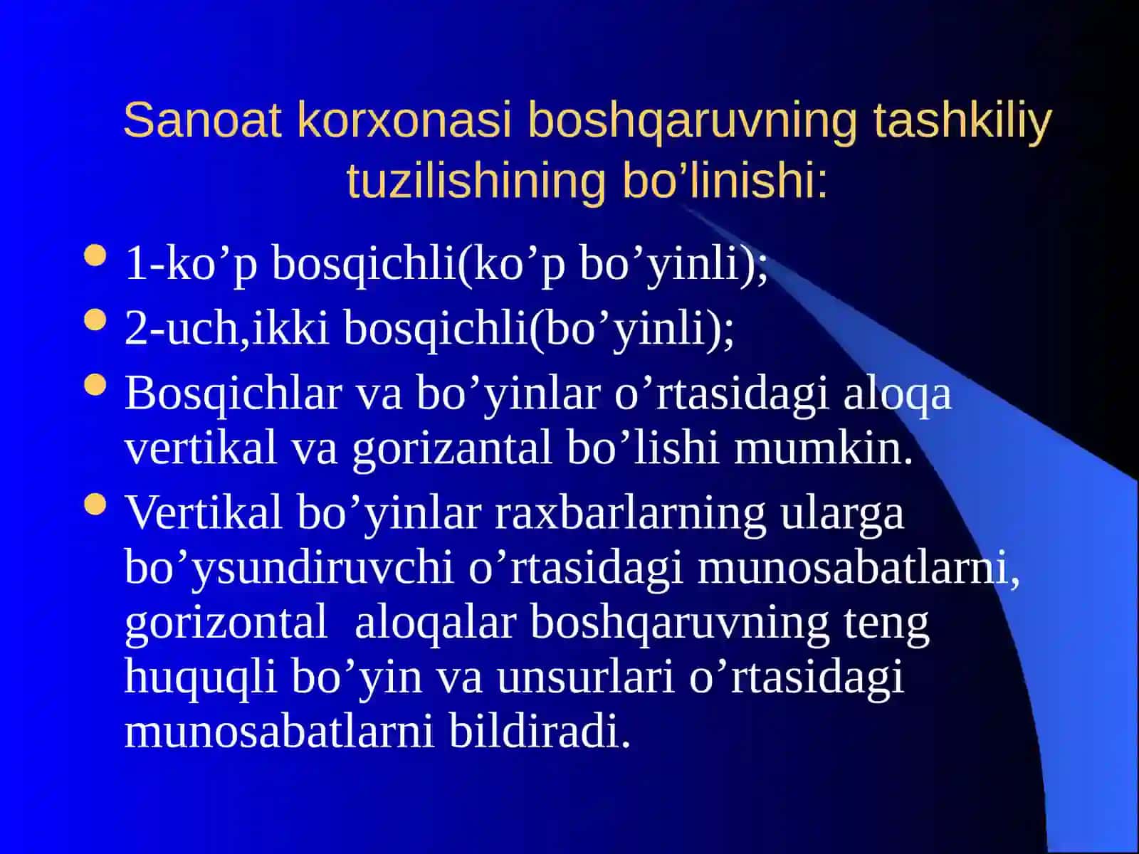 Sanoat korxonasi boshqaruv tuzilishi 2