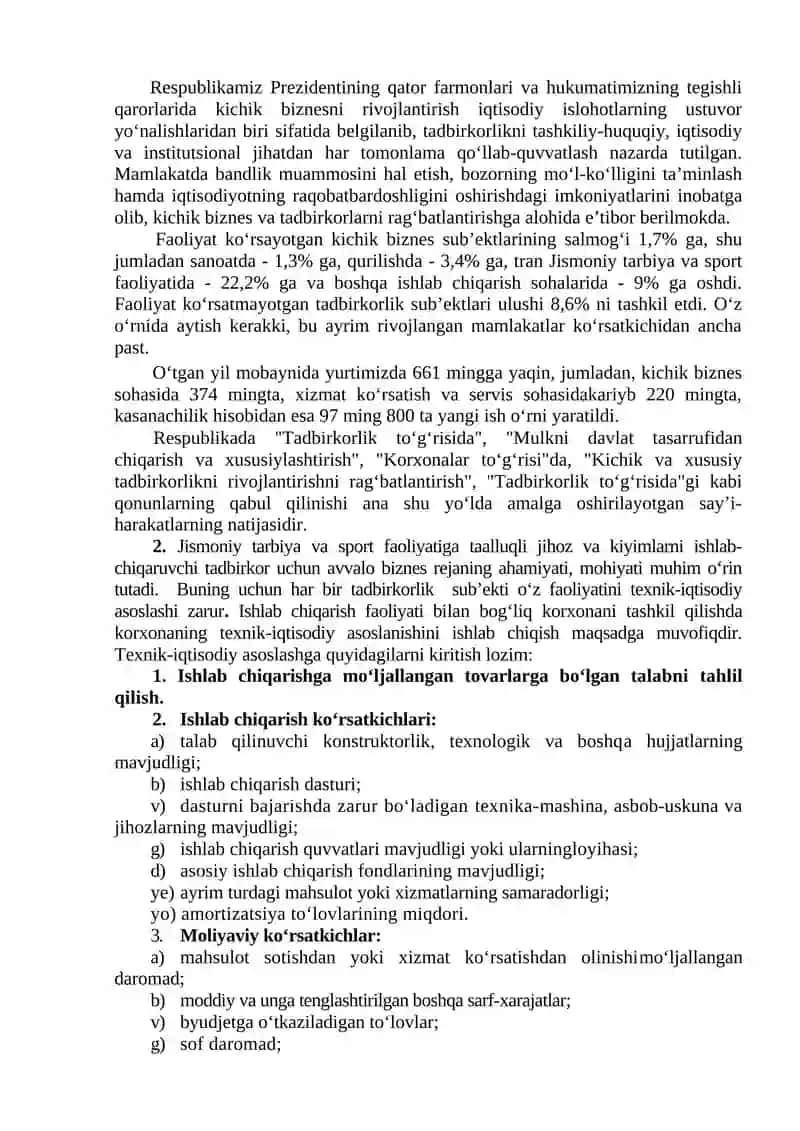 Jismoniy tarbiya va sport tashkiloti faoliyatini strategik rejalashtirish 2