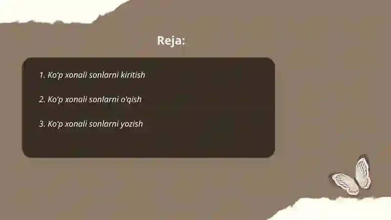 1-sinf Matematika "Koʻpxonaliklar" 2