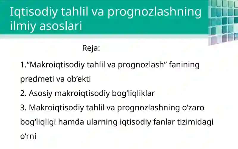 MakroiQtisodiy tahlil va prognozlash 2