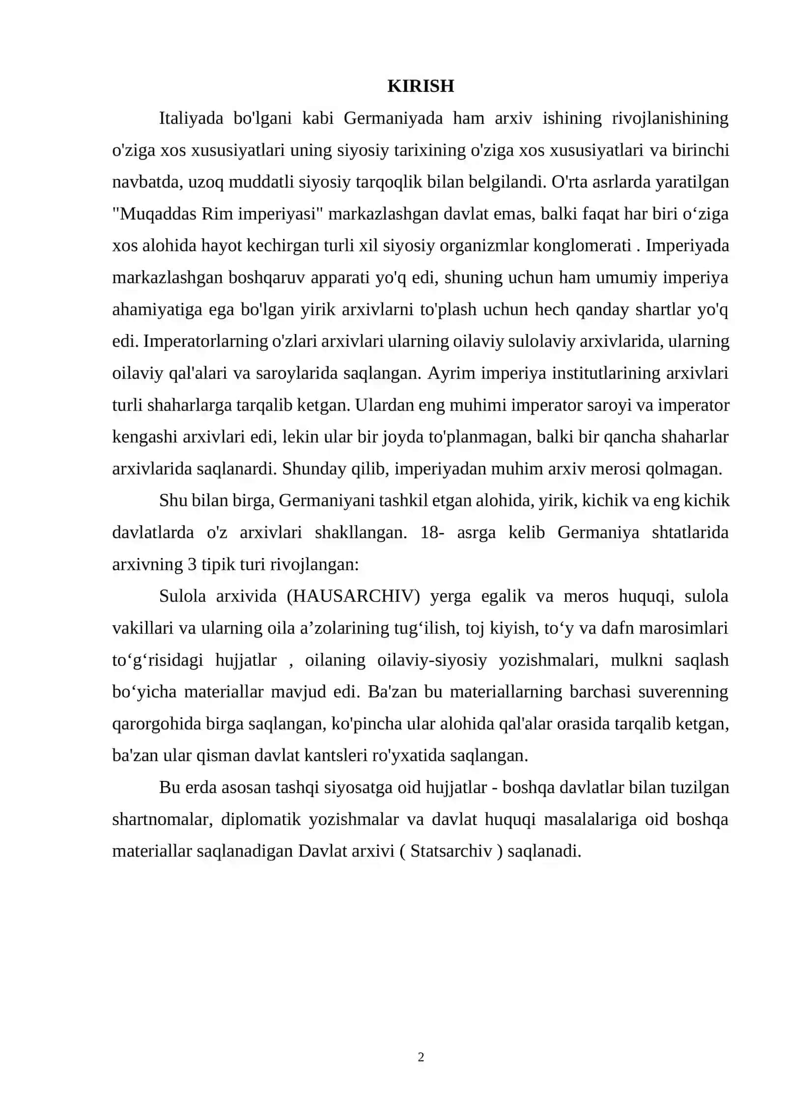 GERMANIYADA ARXIV ISHI 2