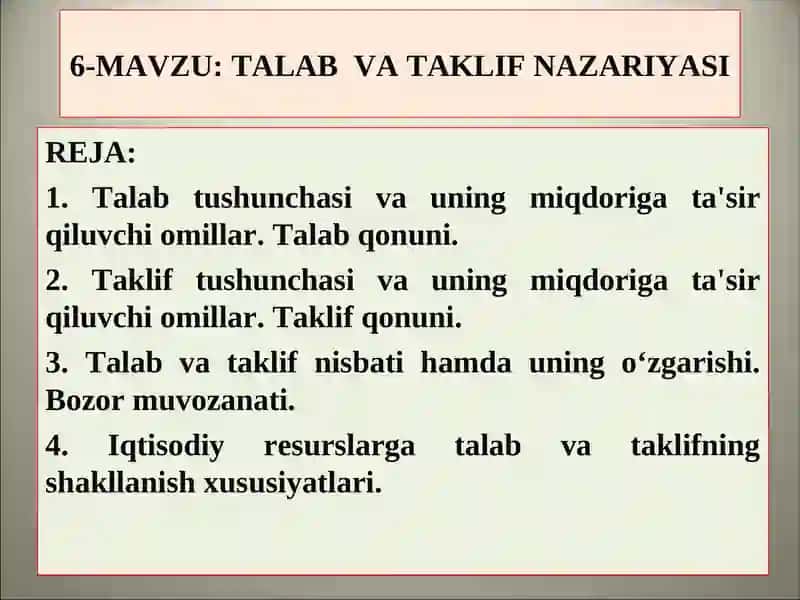 TALAB VA TAKLIF NAZARIYASI 2