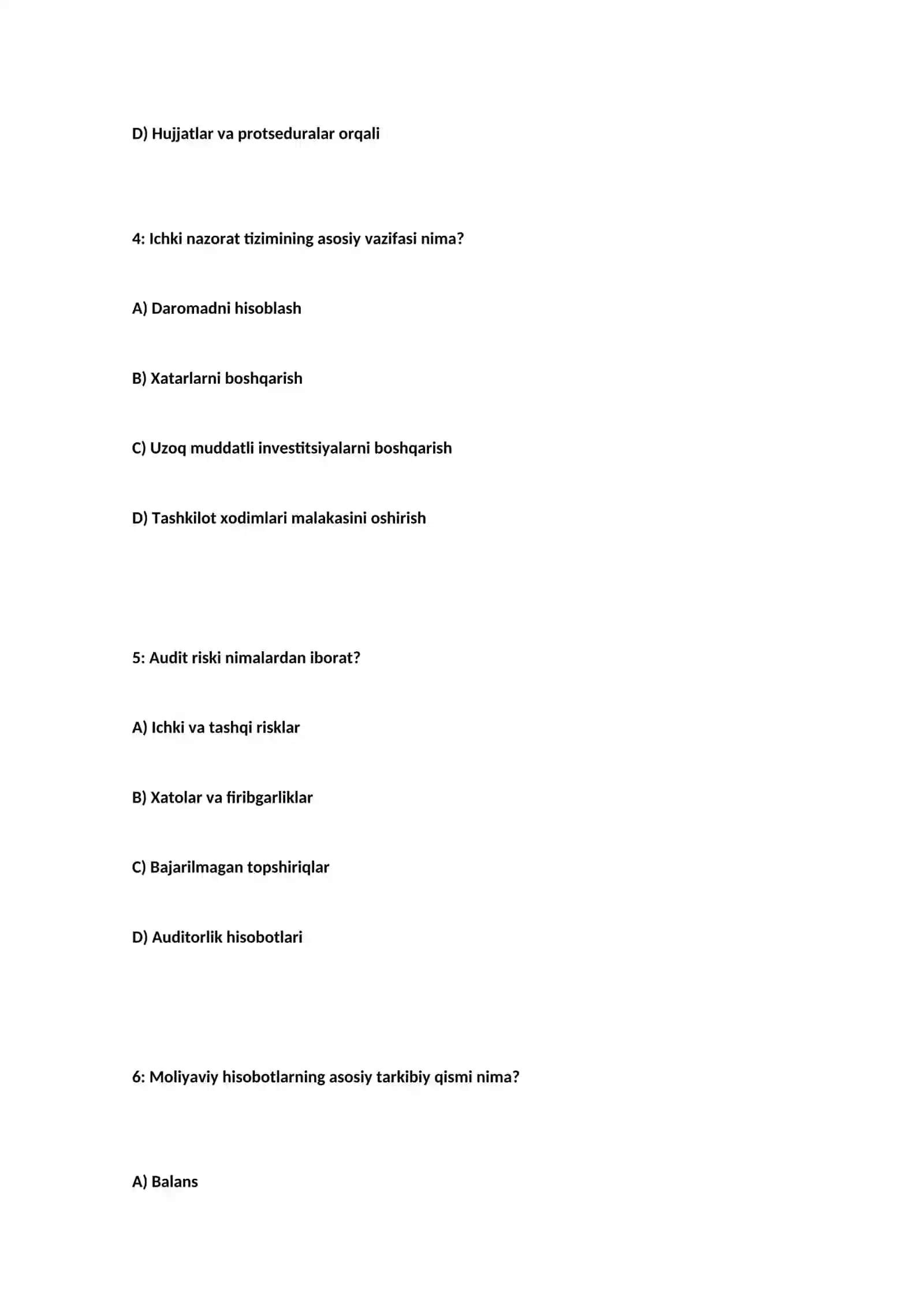 TEST Audit va audit faoliyati KRASVORD SAVOL VA JAVOBLARI 2