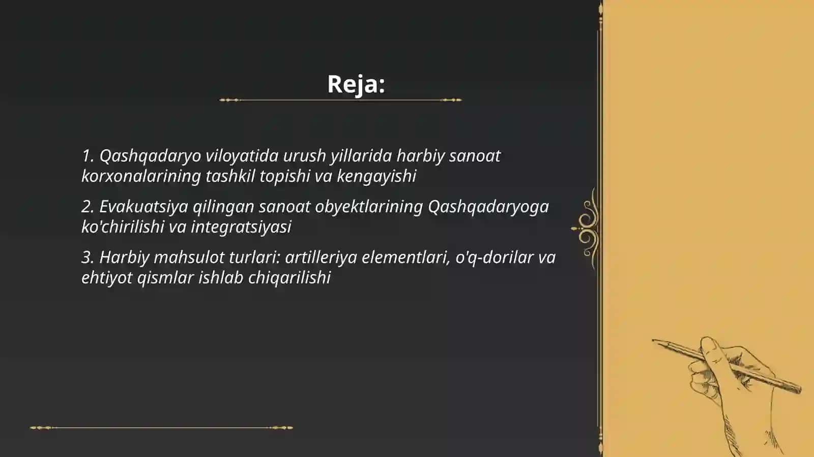 Qashqadaryo viloyati ikkinchi jahon urushi yillarida xarbiy sanoatdagi orni va ahamiyati 2