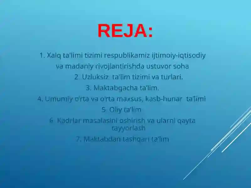 Uzluksiz ta'limda aniqlangan fanlarni o'qitish tendensiyasini o'zlashtirish 2
