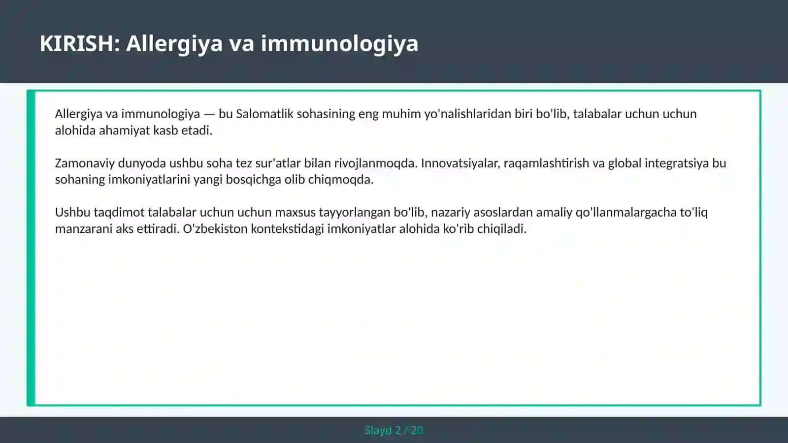 Allergiya va immunologiya 2