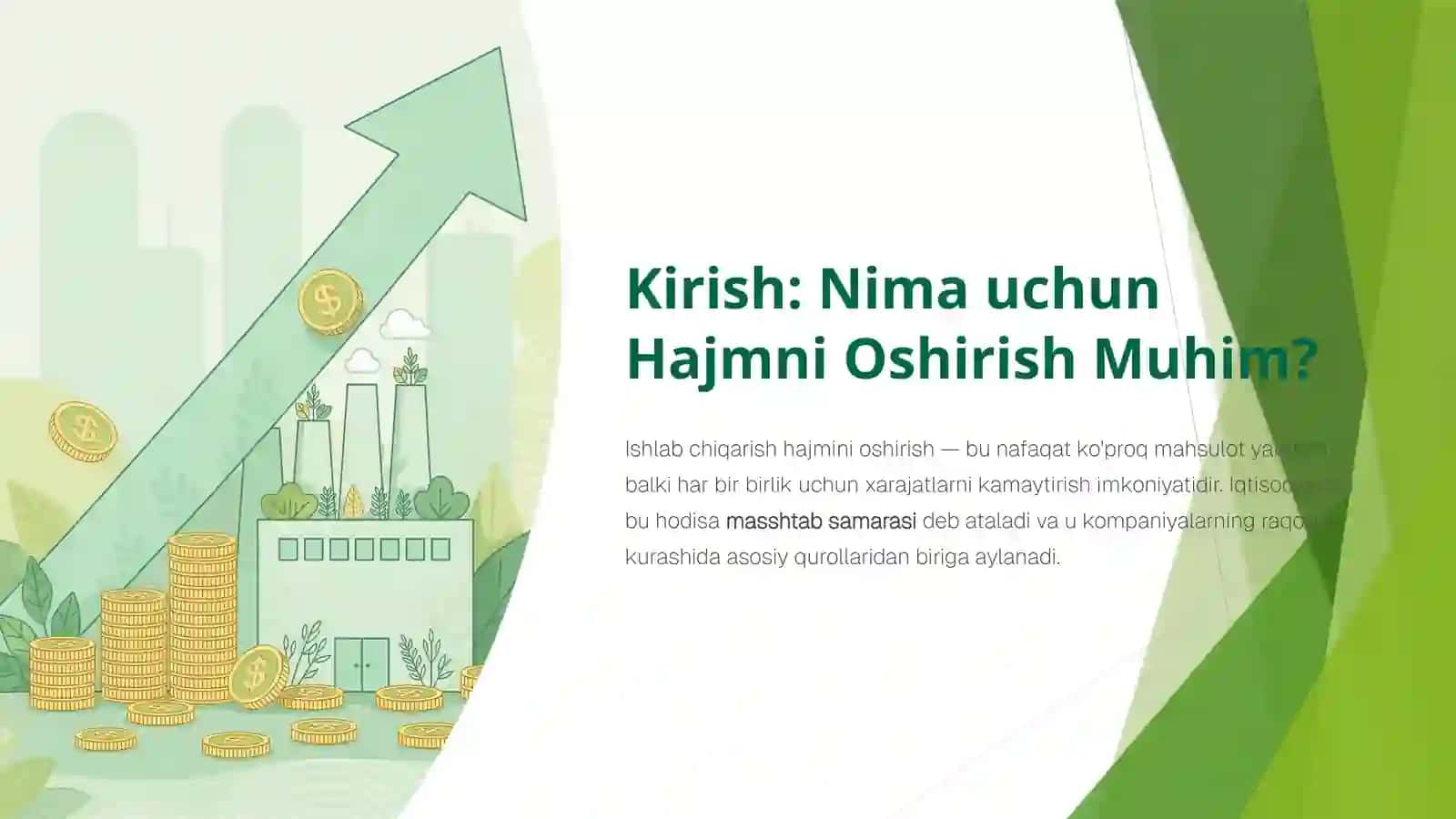 MASSHTAB SAMARASI VA ISHLAB CHIQARISH XAJMI O'RTASIDAGI BOG'LIQLIK 2