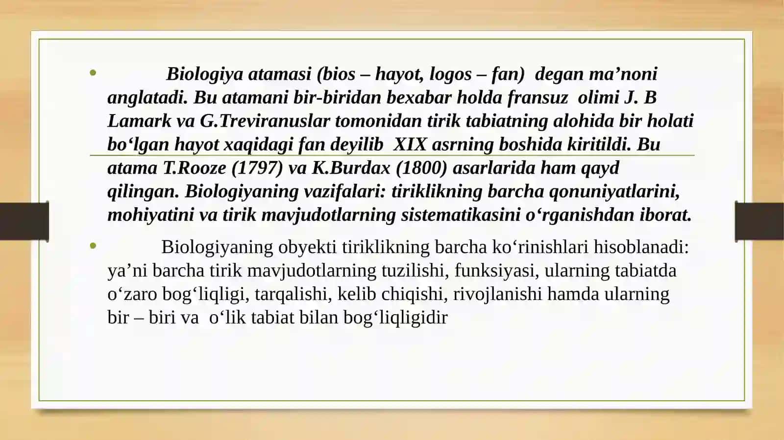 Tibbiy ta’lim tizimida biologiyaning tutgan o‘rni. Biologiyaning rivojlanish tarixi 2