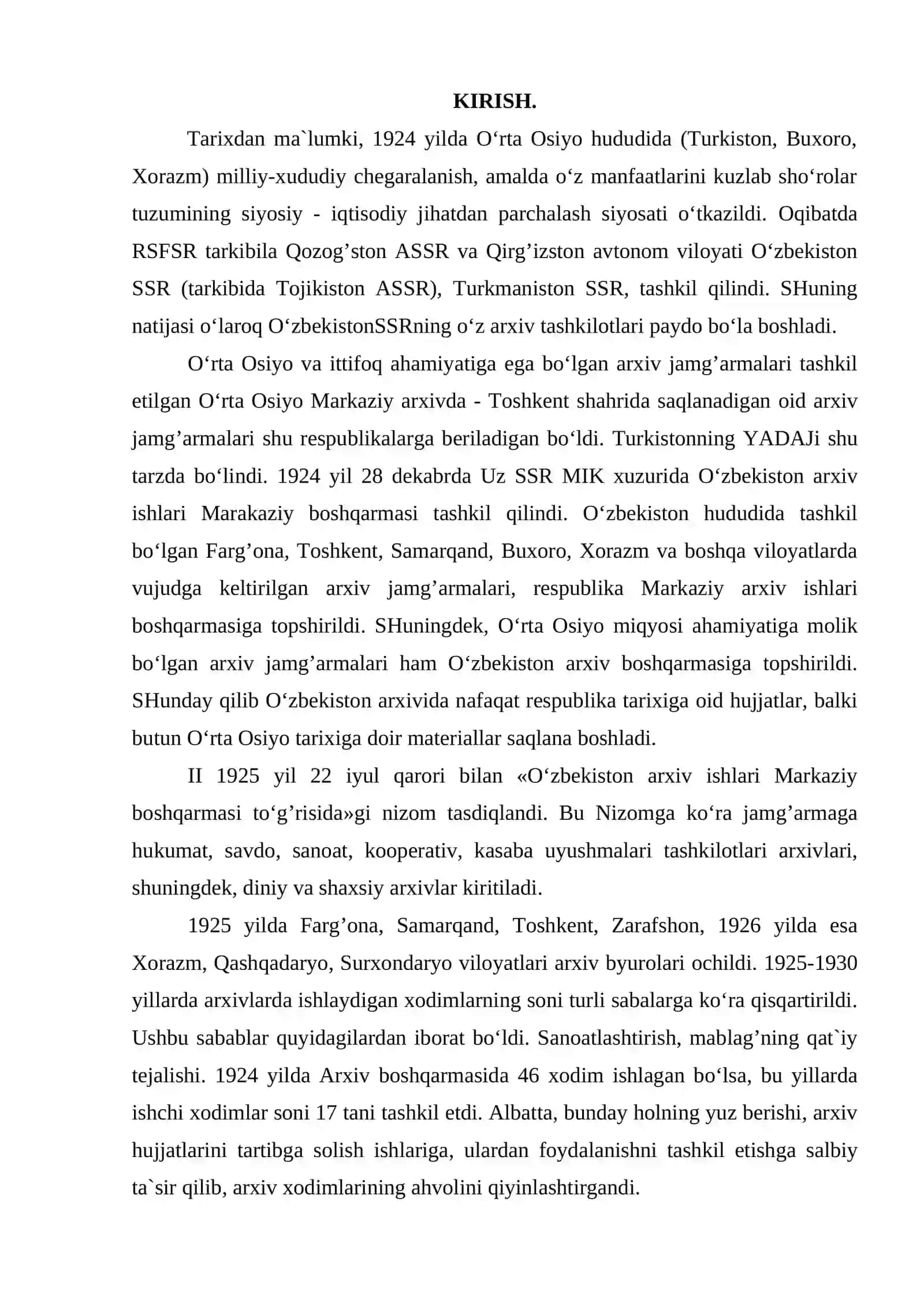 O‘zbekistonda 1925-1940 yillarda arxiv ishi tarixi 2