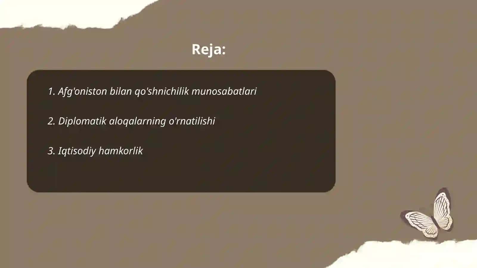 O'zbekiston Afg'oniston munosabatlari 2