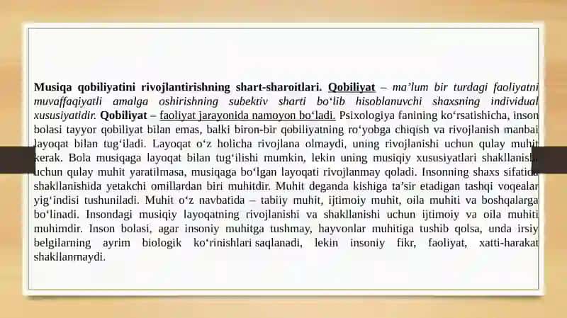 Musiqaviy qobiliyatinirivojlantirish 2