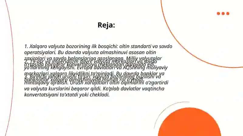 Xalqaro valyuta bozorining shakllanish tarixi, rivojlanish bosqichlari 2