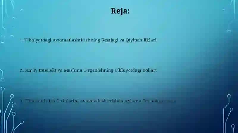 Tibbiyotda ishchi o'rinlarni avtomatlashtirishda axborot texnologiyalar 2