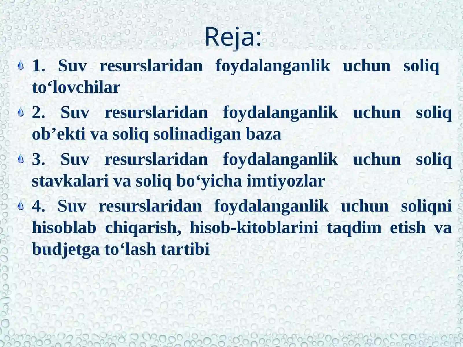 Suv resurslaridan foydalanganlik uchun soliq 2
