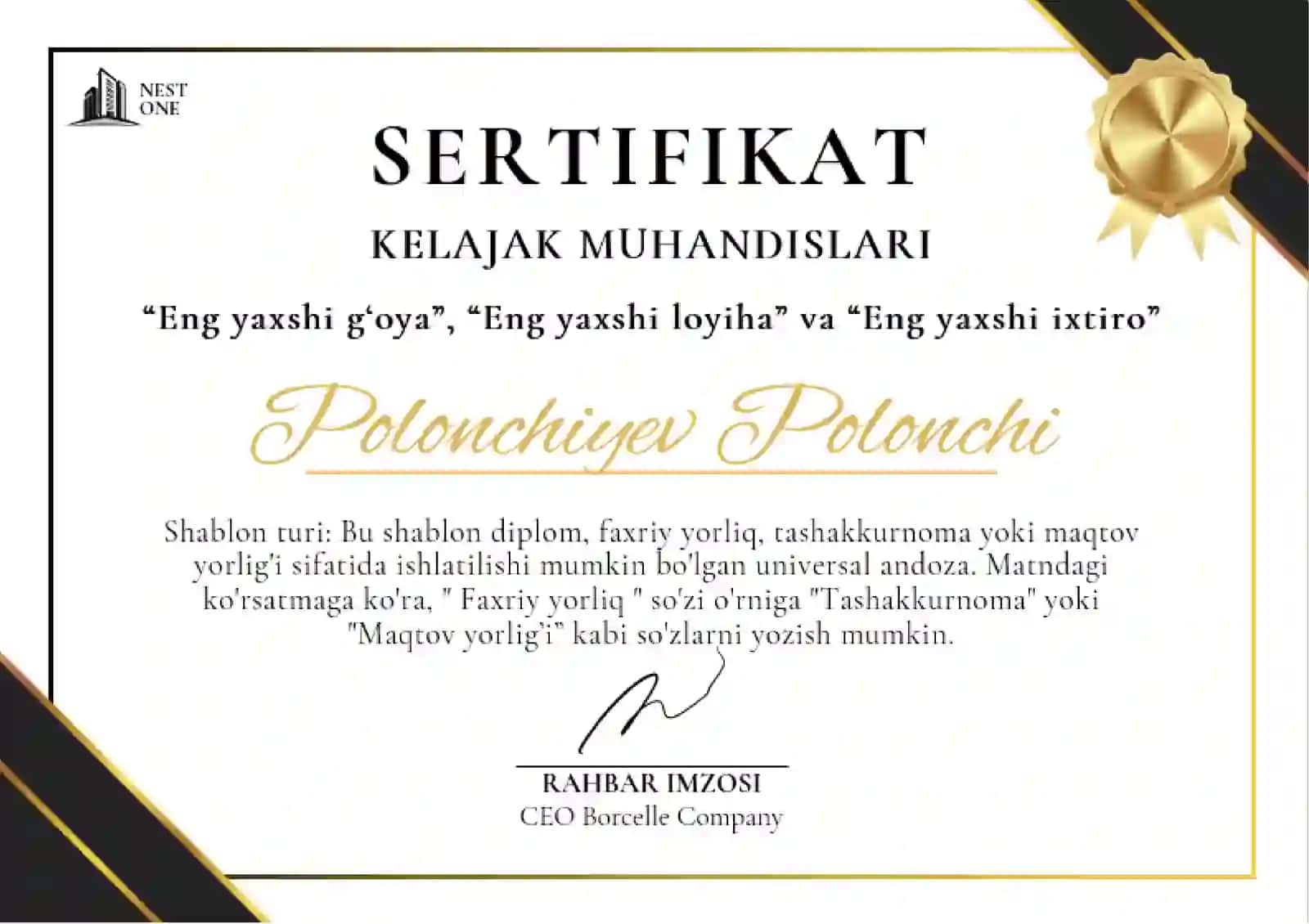 SERTIFIKAT namuna 2