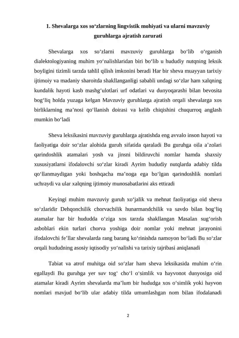 Shevalarga xos so'zlarni mavzuviy guruhlarga bo'lib o'rganish 2