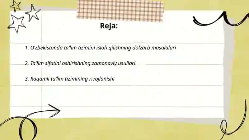O‘zbekistonda taʼlim siyosati va taʼlimni modernizatsiya qilishning asosiy yo‘nalishlari 2