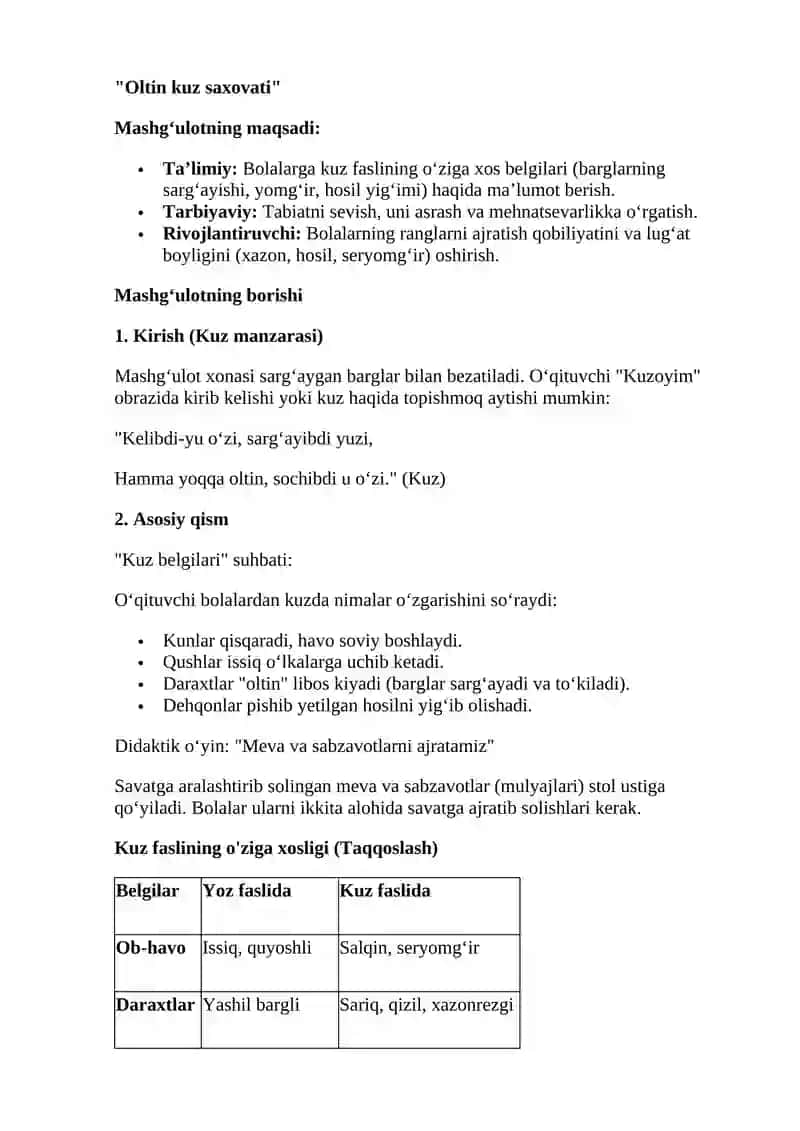 "Oltin kuz saxovati" Mashg'ulot 2