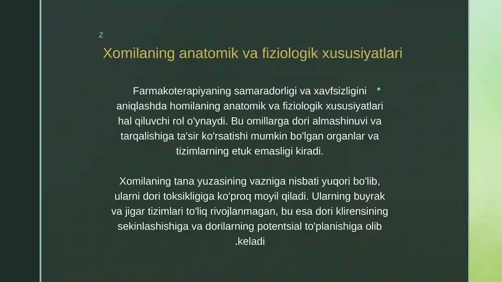 Homilaning anatomik va fiziologik xususiyatlari 2