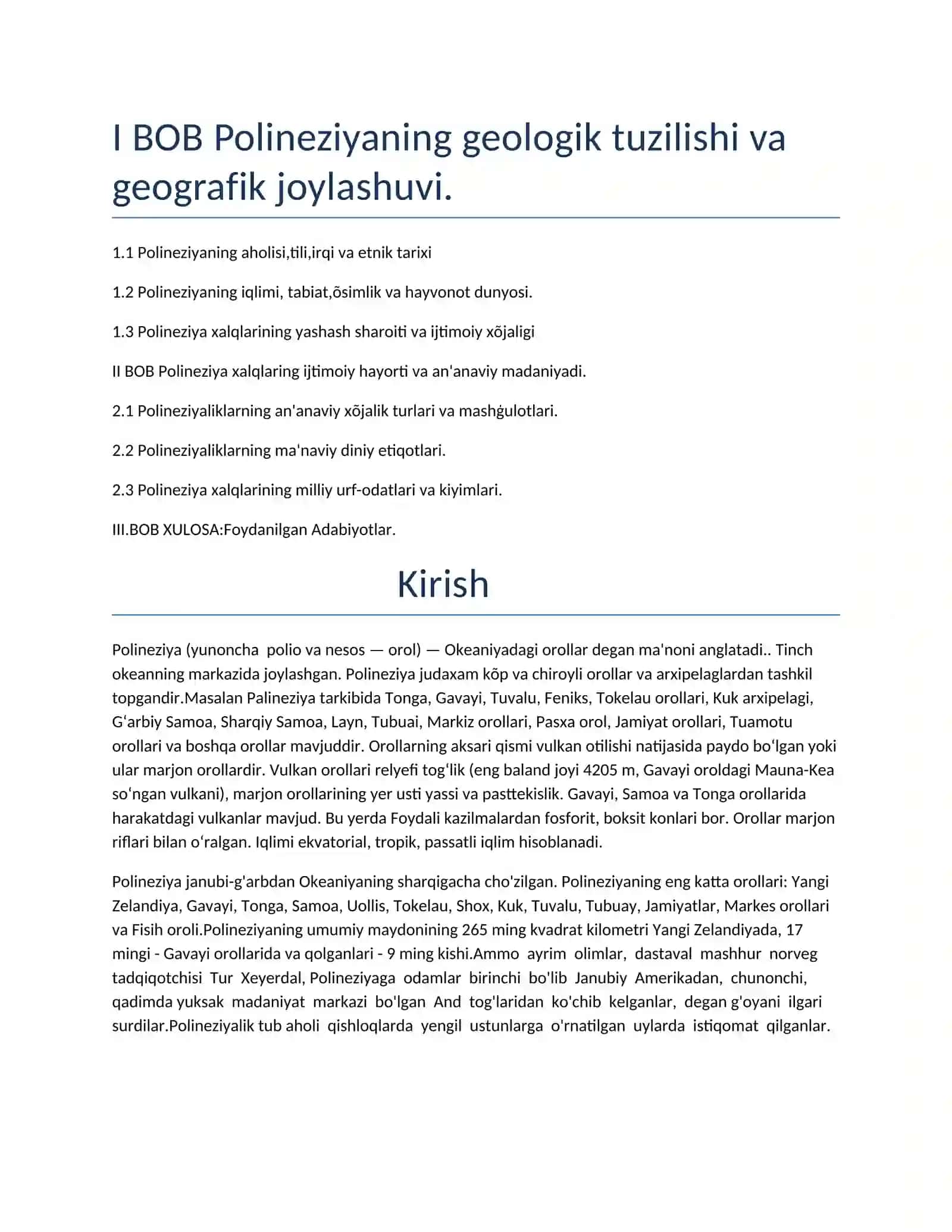 Polineziya xalqlari etnologik klassifikatsiyasi va an'anaviy xo'jaligi 2