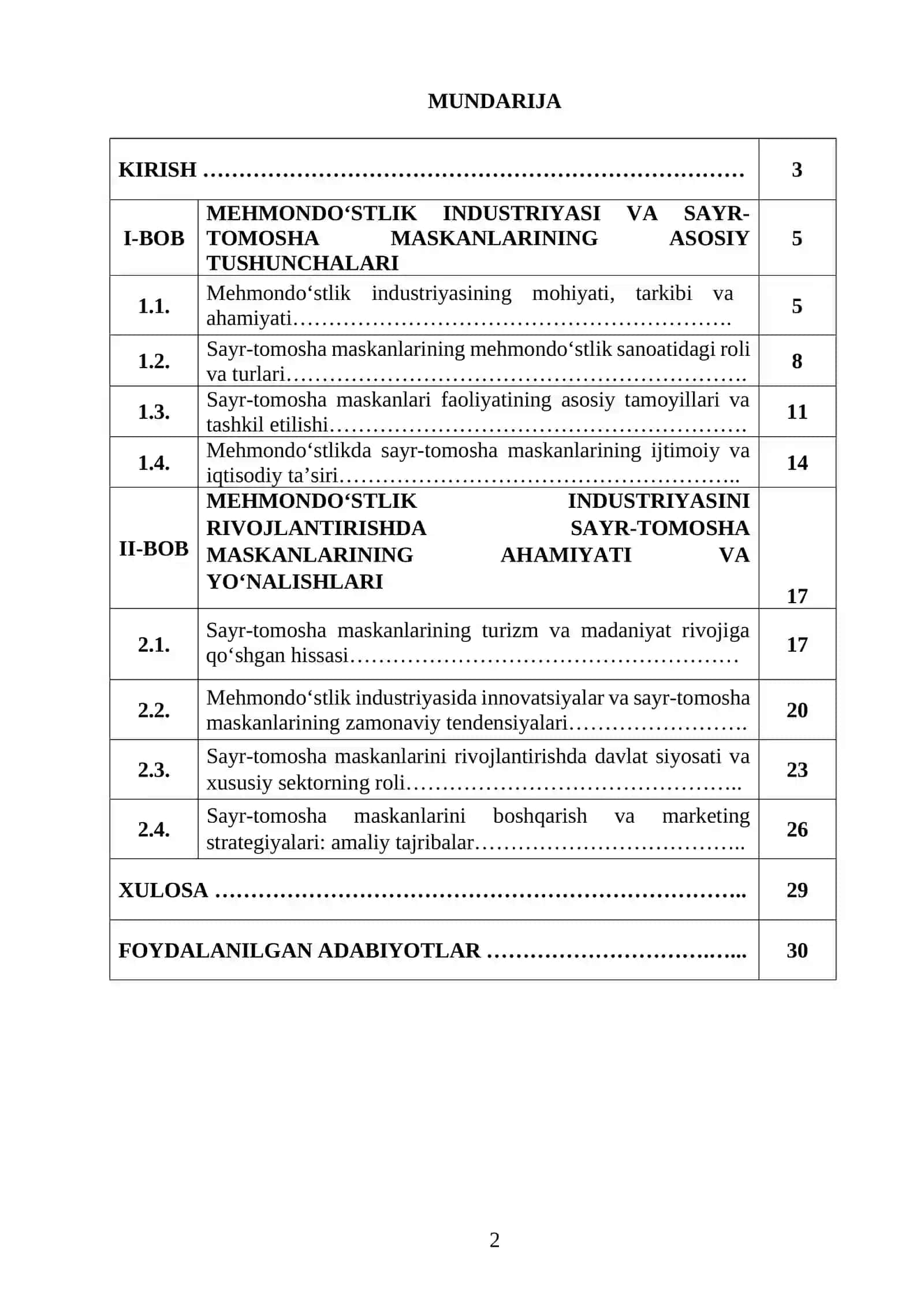 MEHMONDO'STLIK INDUSTRIYASINI RIVOJLANTIRISHDA SAYR-TOMOSHA MASKANLARINING O'RNI 2