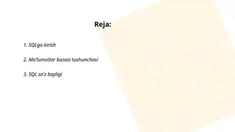 SQL tiliga kirish 2