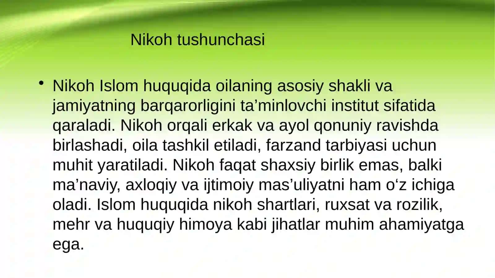 Islom huquqshunosligida oila: nikoh, taloq, idda, zihor tushunchalarini tariflash 2