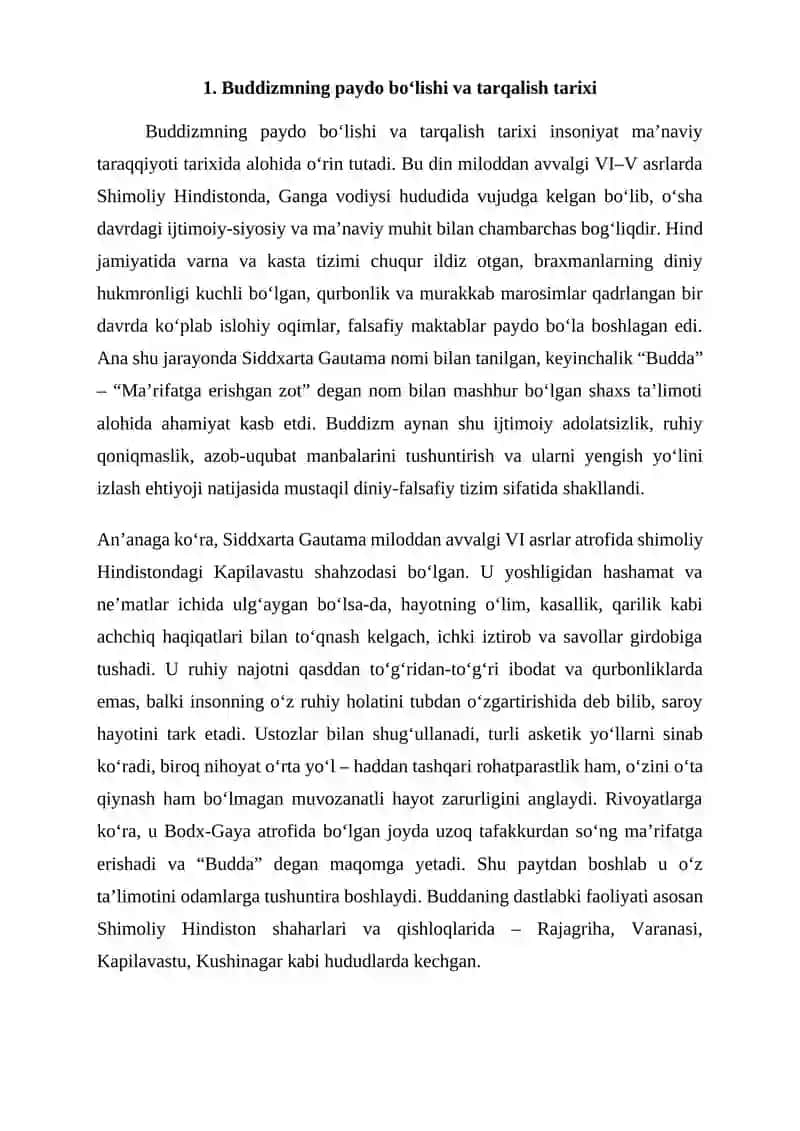 Buddizm dini tarixi va asosiy gʻoyalari 2