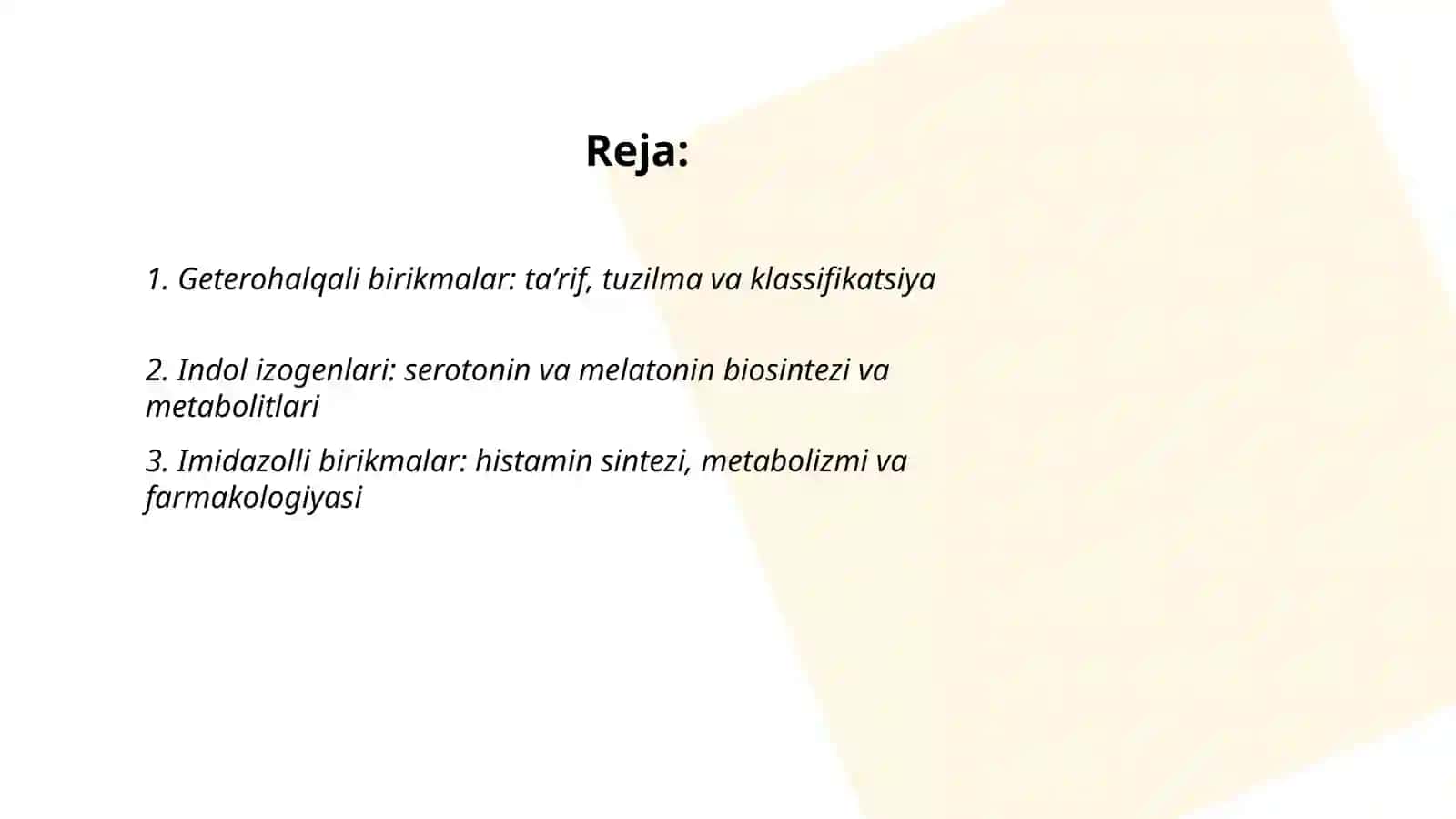 Geterohalqali birikmalar metabolitlar va dori vositalar sifatida. Geterohalqa saqlagan neyromediatorlar 2