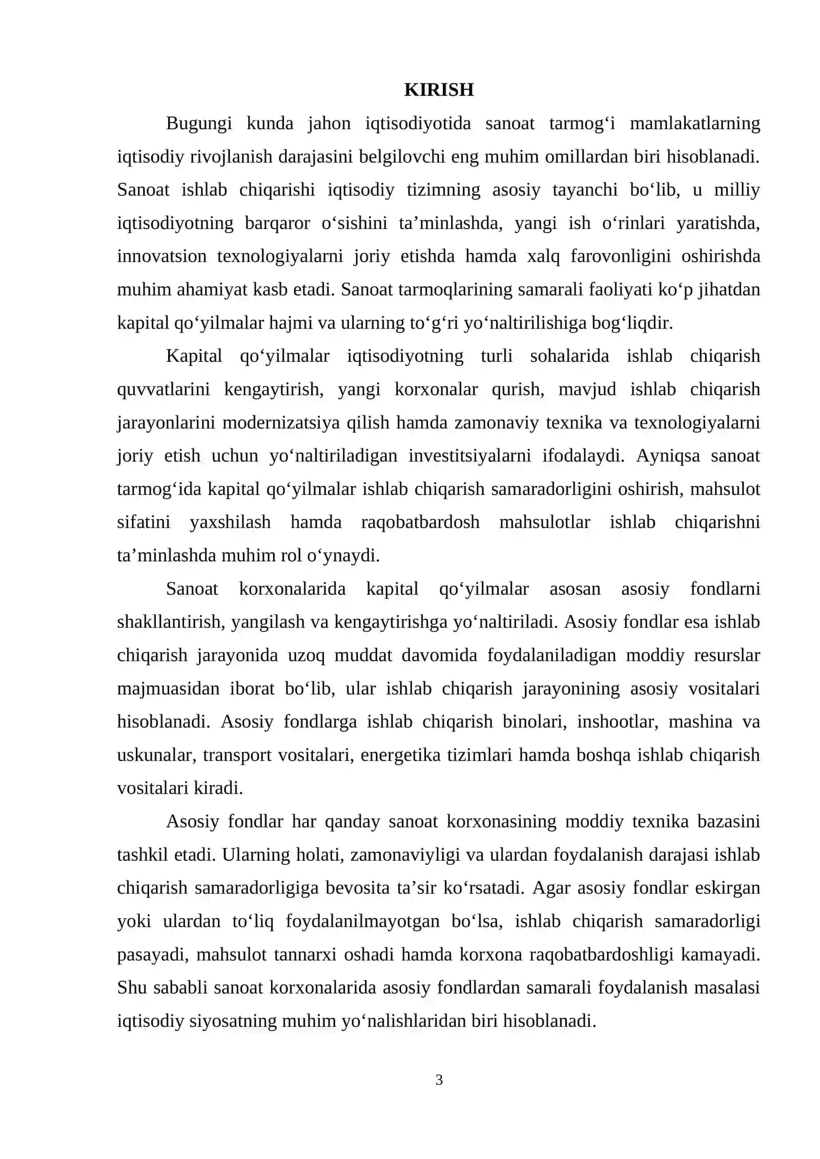 Sanoatda kapital qoʻyilmalarning asosiy yoʻnalishlari va asosiy fondlardan foydalanish samaradorligini oshirish 2