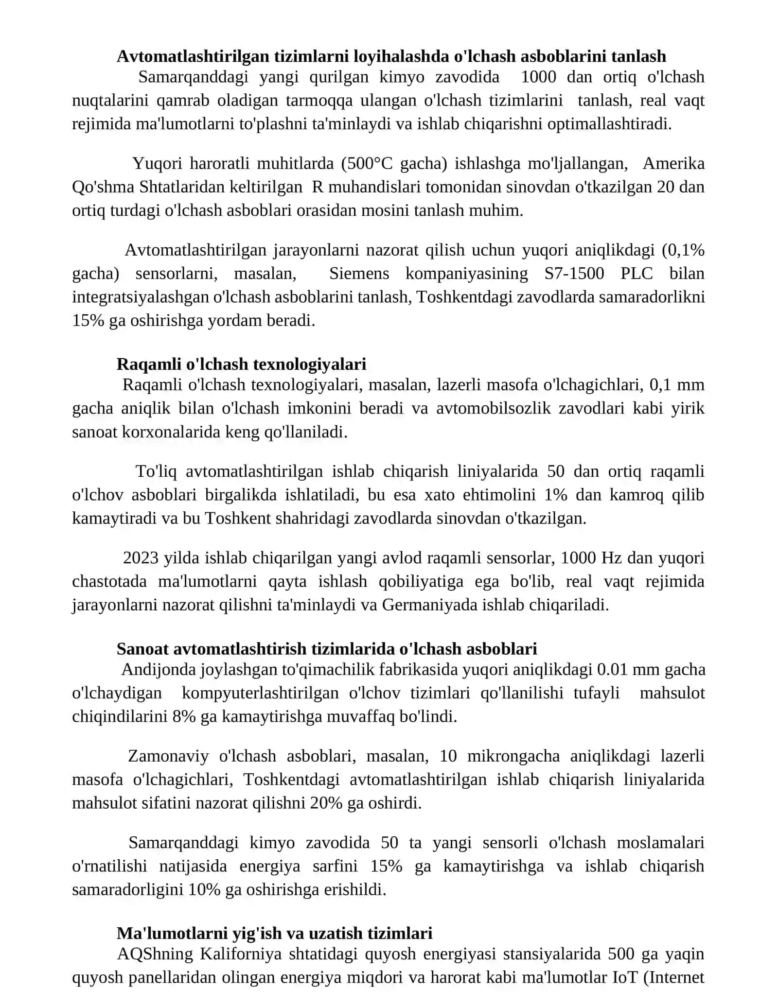 Zamonaviy o‘lchash asboblarining avtomatlashtirishdagi roli 2