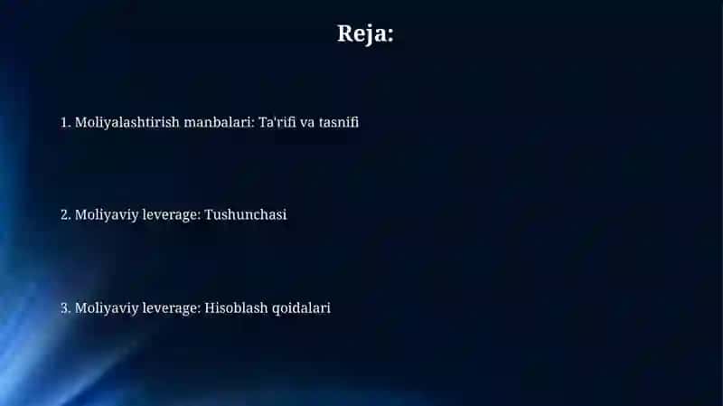 Moliyalashtirish manbalari: ta'rifi, tasnifi 2