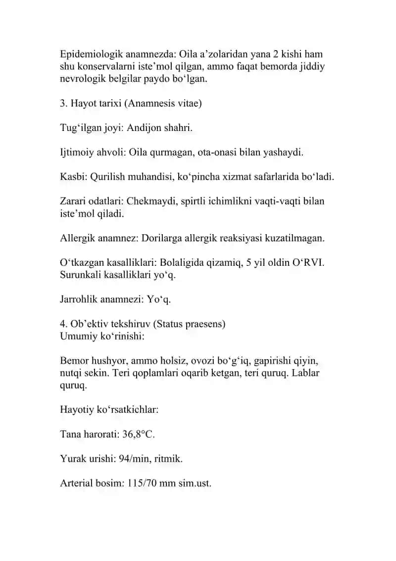 Botulizm kasallik tarixi 2