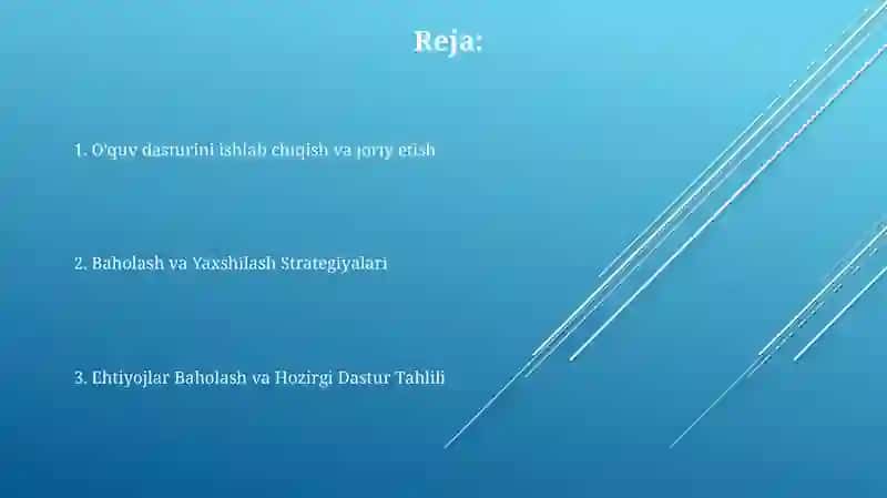 O'zbek tilida o'qitish dasturini yaratish va takomillashtirish 2