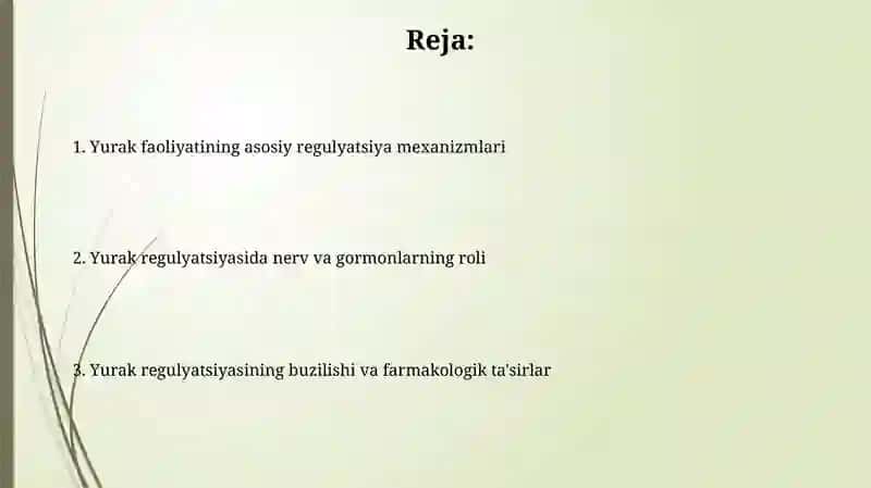 Yurak faoliyatini boshqarilishi 2