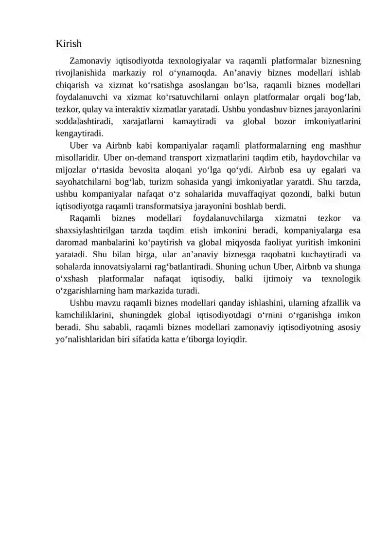 Raqamli biznes modellari 2