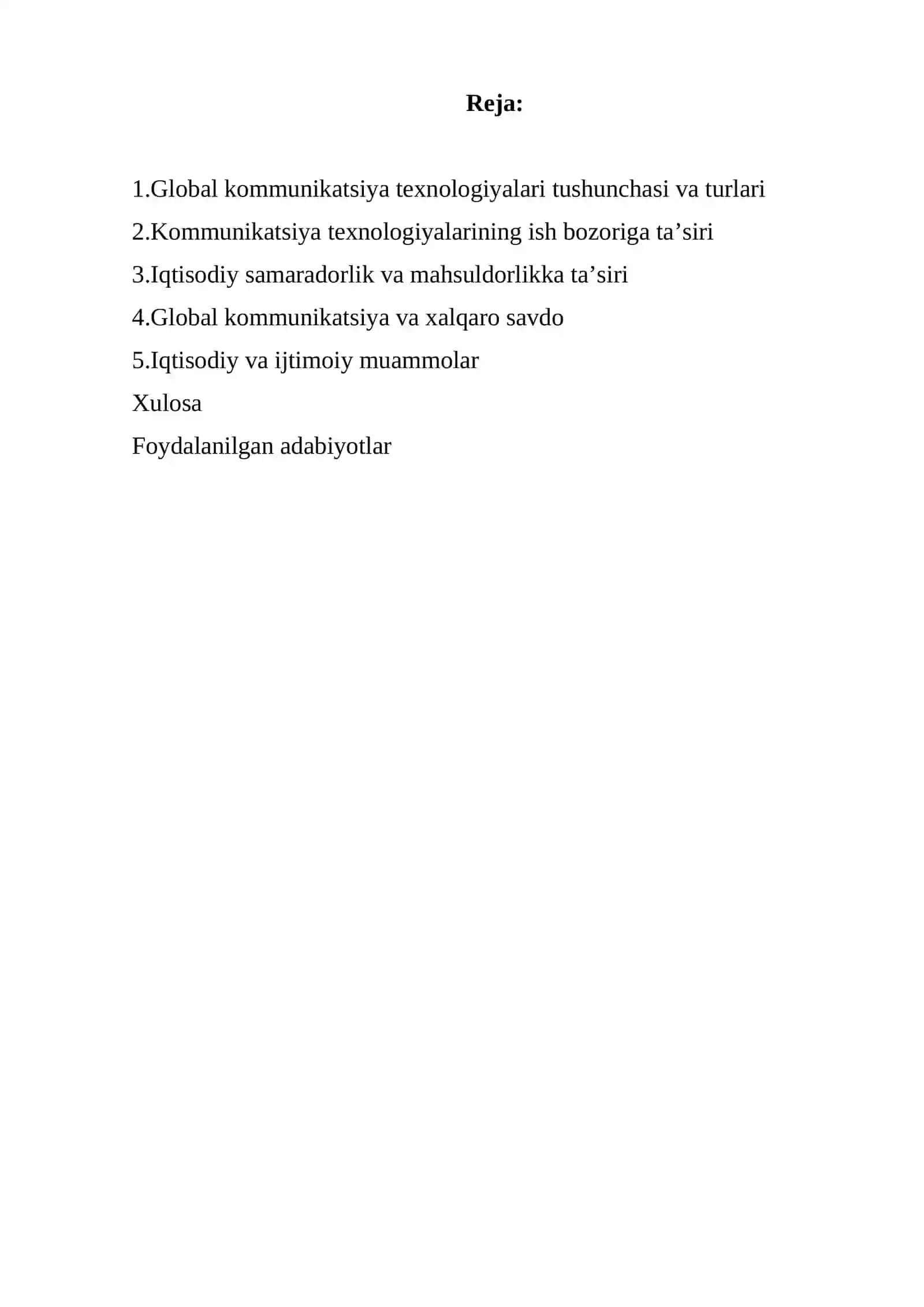 Global kommunikatsiya texnologiyalarning iqtisodiy ta'siri 2