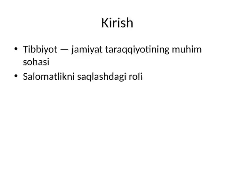 Oʻzbekiston va jahon tibbiyoti tarixi 2