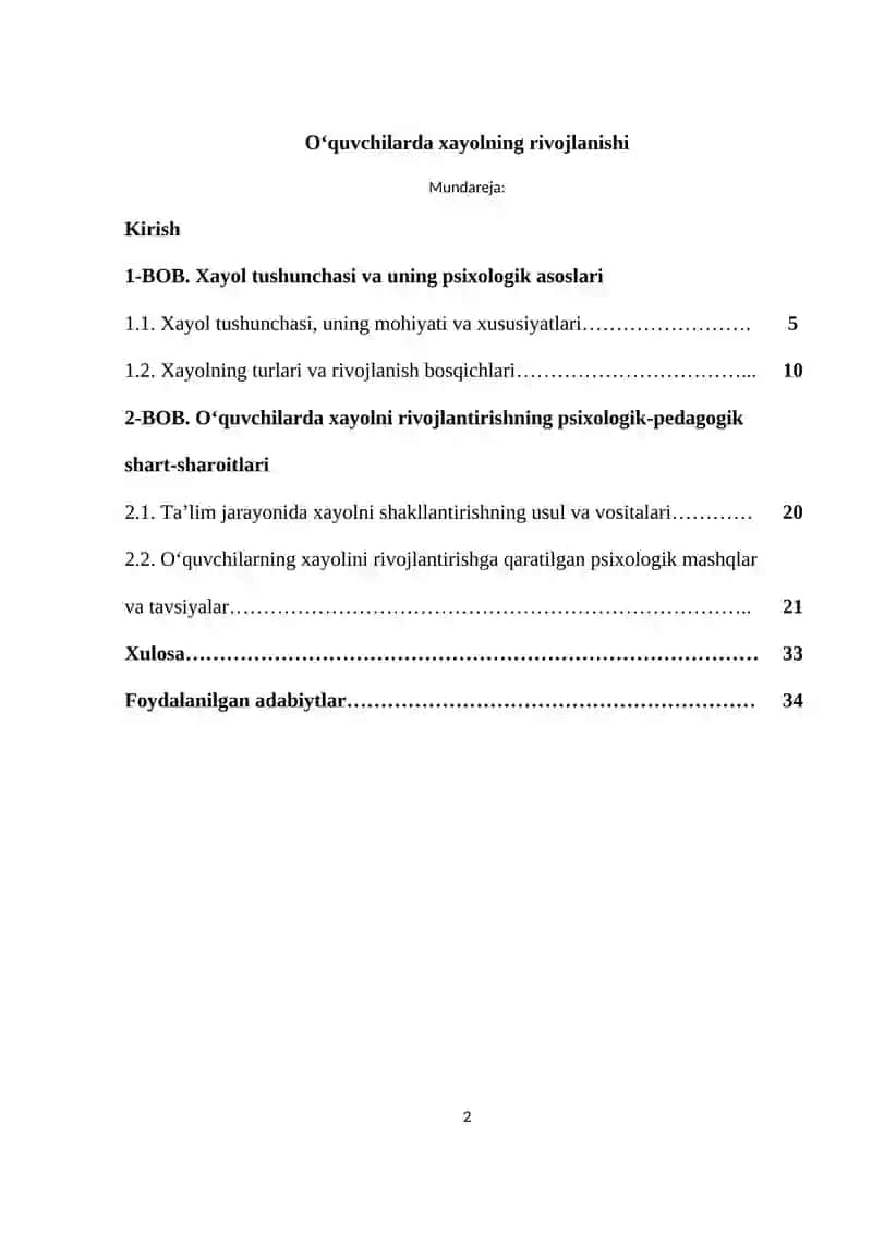 O‘quvchilarda xayolning rivojlanishi 2