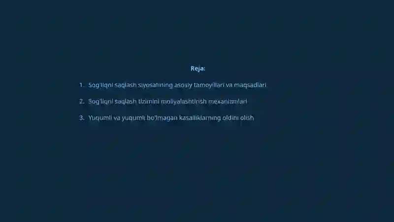 Sog'liqni saqlash sohasidagi davlatning ijtimoiy siyosati 2