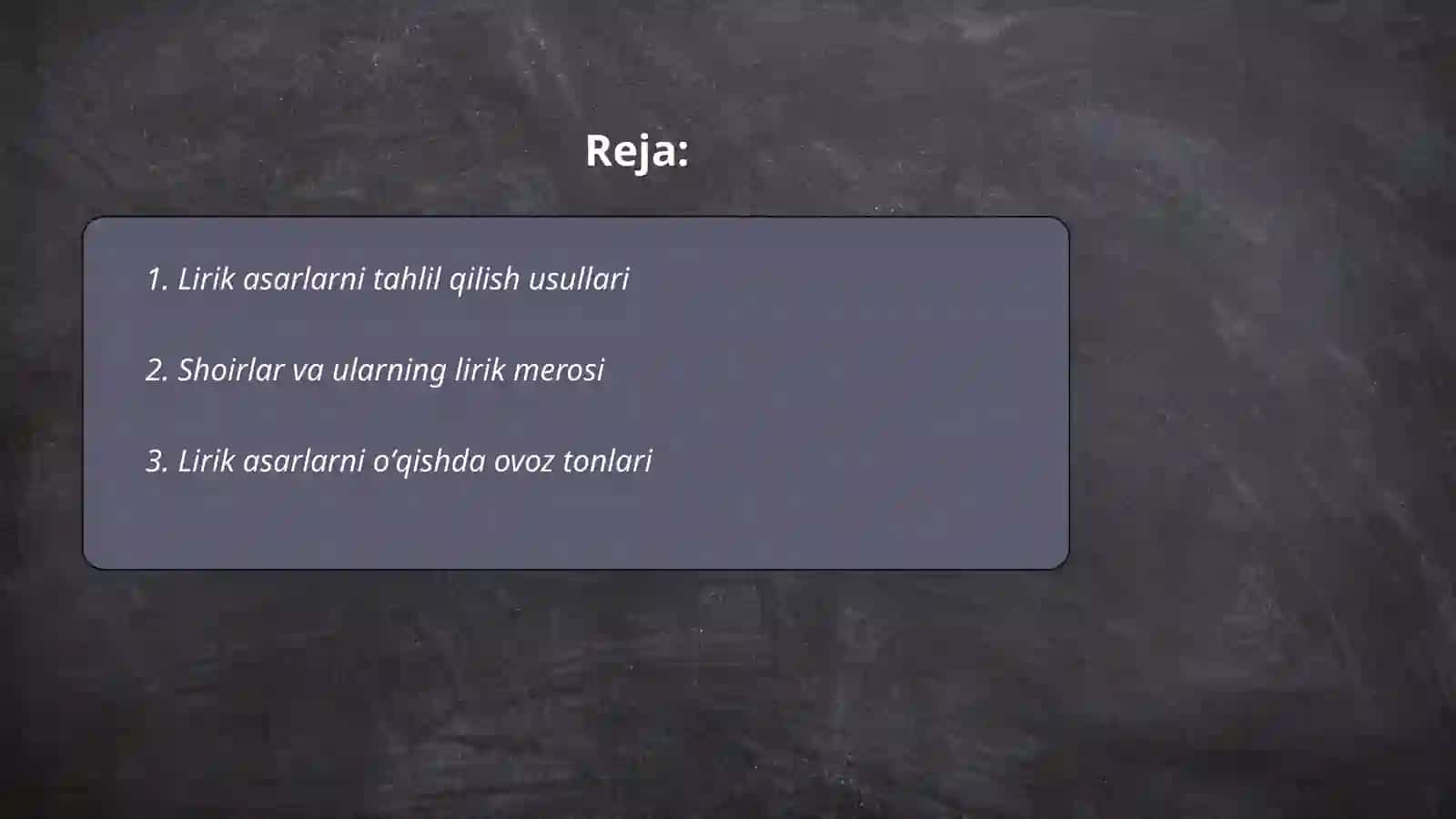 Lirik asarlarni ifodali va toʻgʻri oʻqishni oʻrganish 2