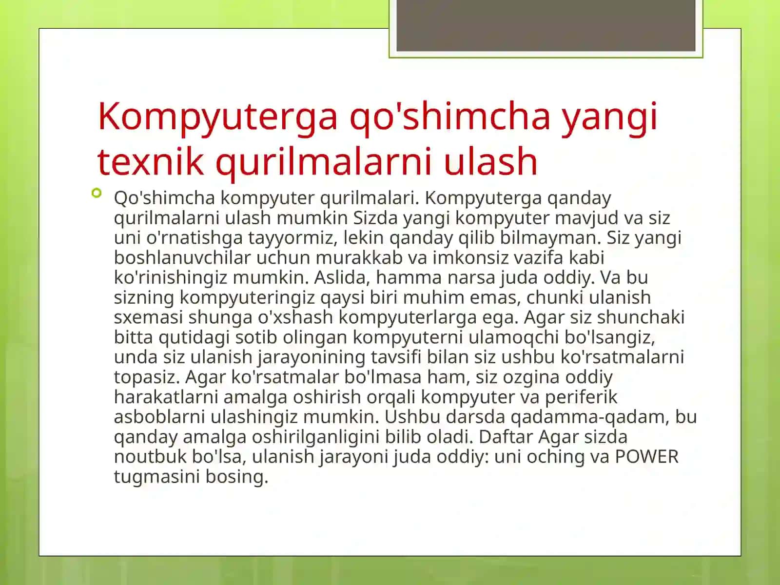 Kompyuterga qo'shimcha yangi texnik qurilmalarni ulash 2