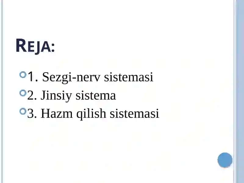 A’zolar sistemasi ontofilogenezi(sezgi-nerv,jinsiytizim, hazmqilish) 2