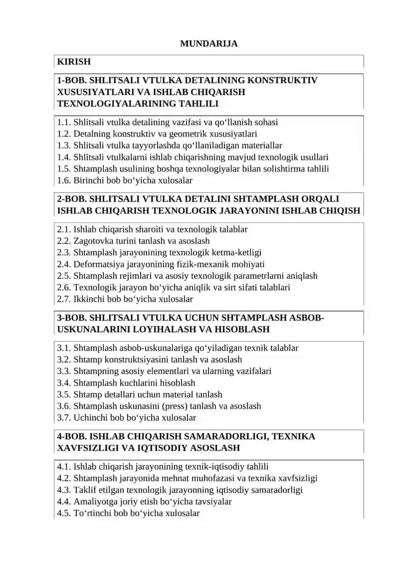 “Shlitsali vtulka detalini texnalogik jarayoni va shtamplash asbob uskunalarini ishlab chiqish va o‘rganish” 2